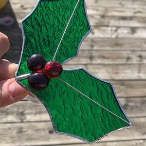 SALE!! Stained glass holly window suction